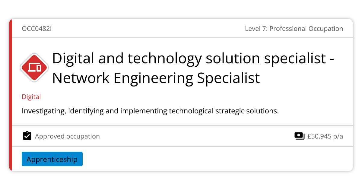 Digital and technology solution specialist - Network Engineering Specialist