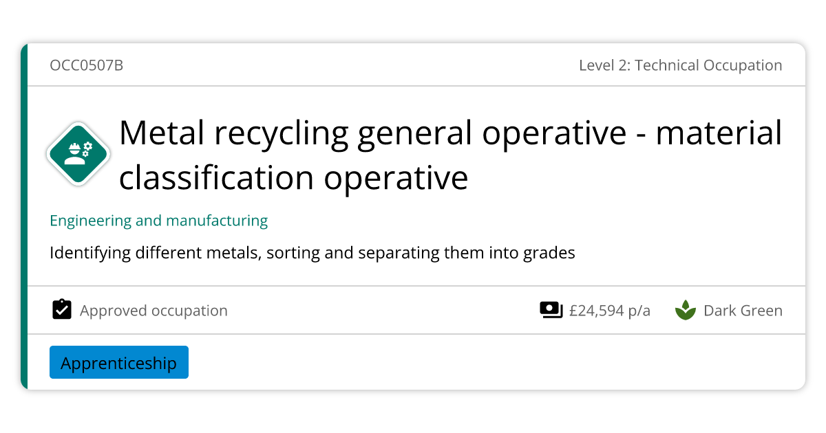 Metal recycling general operative - material classification operative