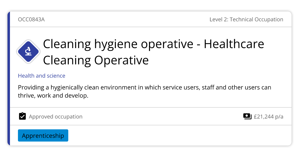 Cleaning hygiene operative - Healthcare Cleaning Operative